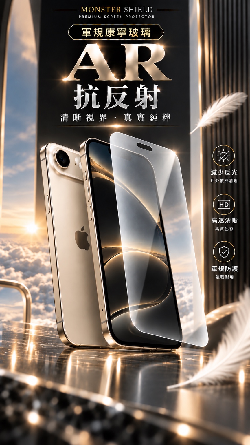軍規康寧玻璃 AR 抗反射輔銷圖